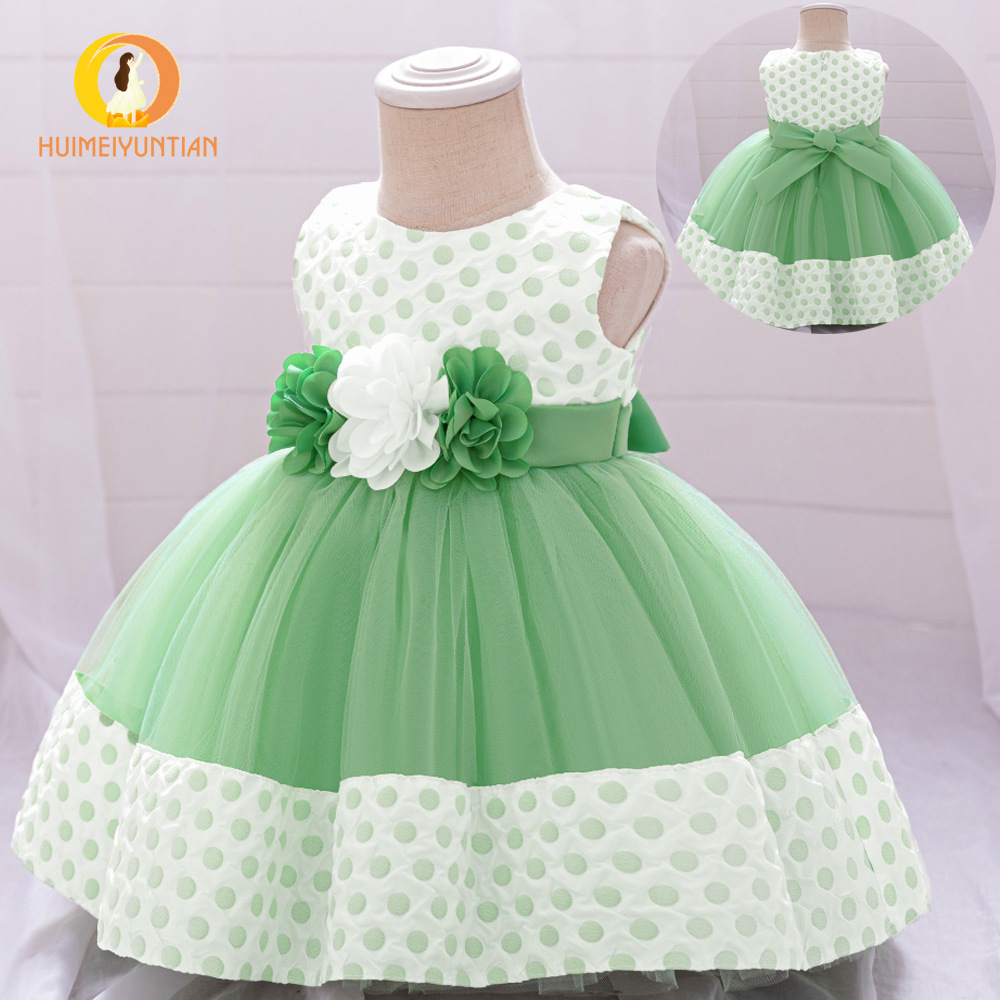 Girls' One-Year-Old Dress Green Tutu Dress Baby Princess Dress European and American Piano Performance Dress Summer kids dress