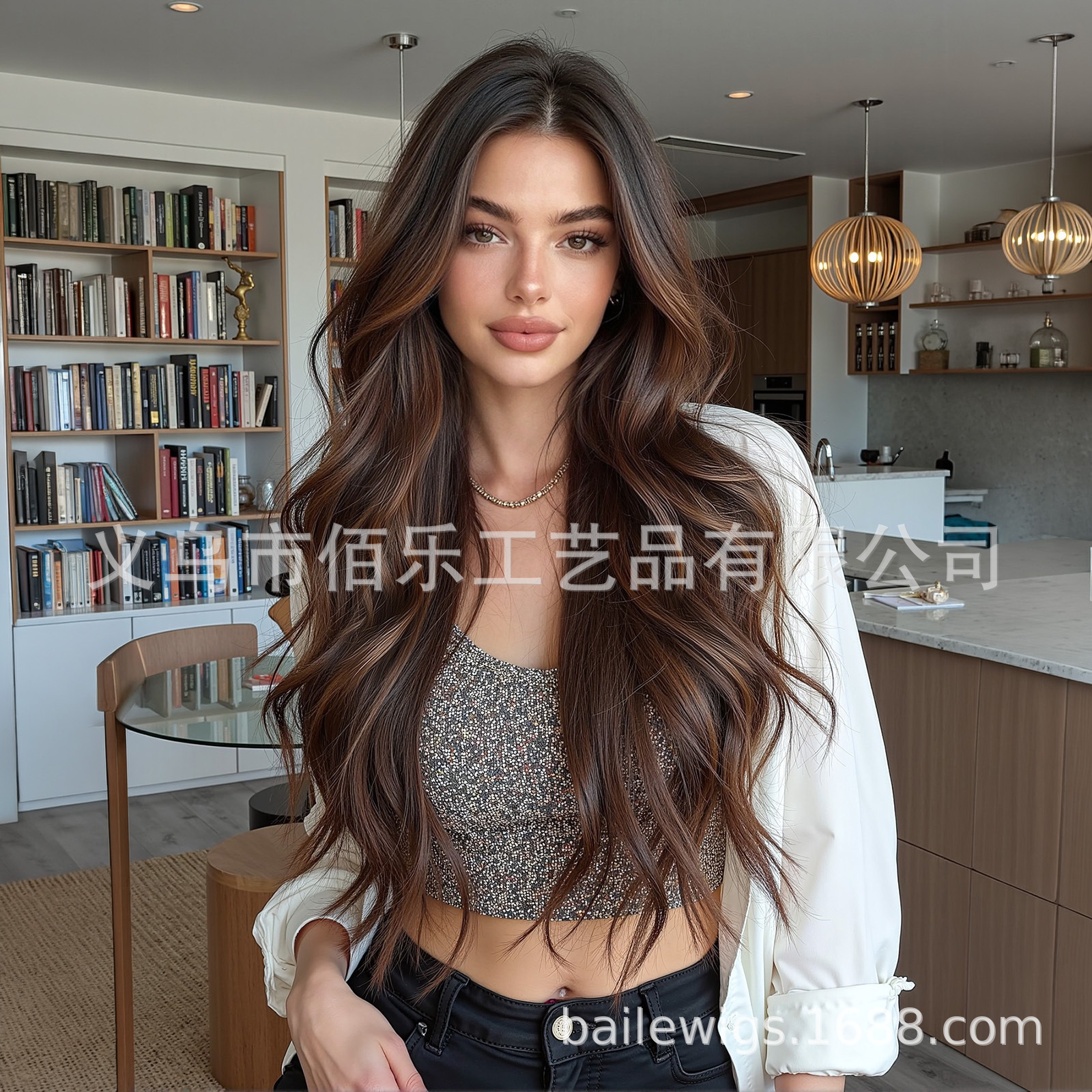 13 * 6 gran área de encaje peluca marrón picado teñido cabello largo rizado guapa de cabeza completa tejida a mano cosida aleatoria peluca de encaje image 6