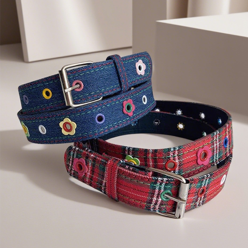 Zunhai Belt Y2K Dopamine Flower Red Plaid Belt Women's Summer 2025 Sweet Cool Sexy Denim Blue Trend Zunhai Belt Y2K Dopamine Flower Red Plaid Belt Women's Summer 2025 Sweet Cool Sexy Denim Blue Trend