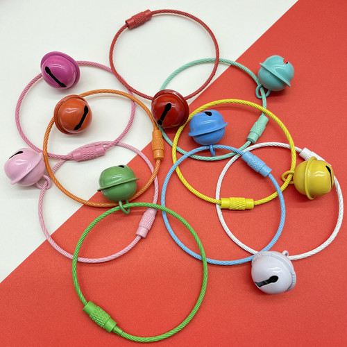 Candy-colored bell keychain, colorful baked enamel steel ring, student schoolbag pendant, gift doll ornament, handmade