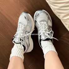 网面透气运动鞋新款追寻骆驼银灰色女软底休闲鞋男慢跑鞋复古减震