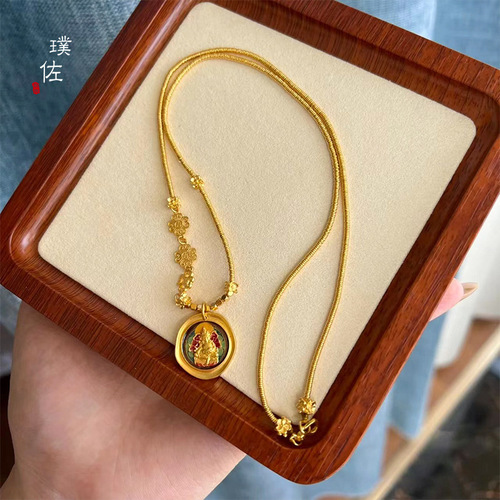 Gold store same style lucky yellow God of Wealth necklace pendant Huang Caicai sweater chain sand gold diy accessories pendant bracelet for women