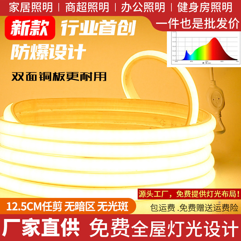cob明装灯带220v高压110伏led线型灯条户外防水线性超亮led灯带|undefined