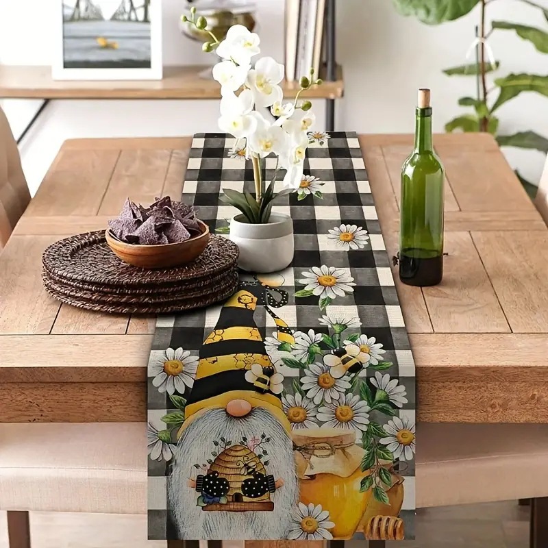 Transfronterizo corredor de mesa de lino nueva Pascua lindo decorativo creativo impreso mesa de comedor paño decorativo mantel de cocina