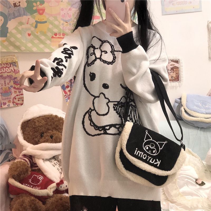 Original Japanese cute soft knit girl sweater cute warm thickened round collar sweater daily Joker sweet top Original Japanese cute soft knit girl sweater cute warm thickened round collar sweater daily Joker sweet top