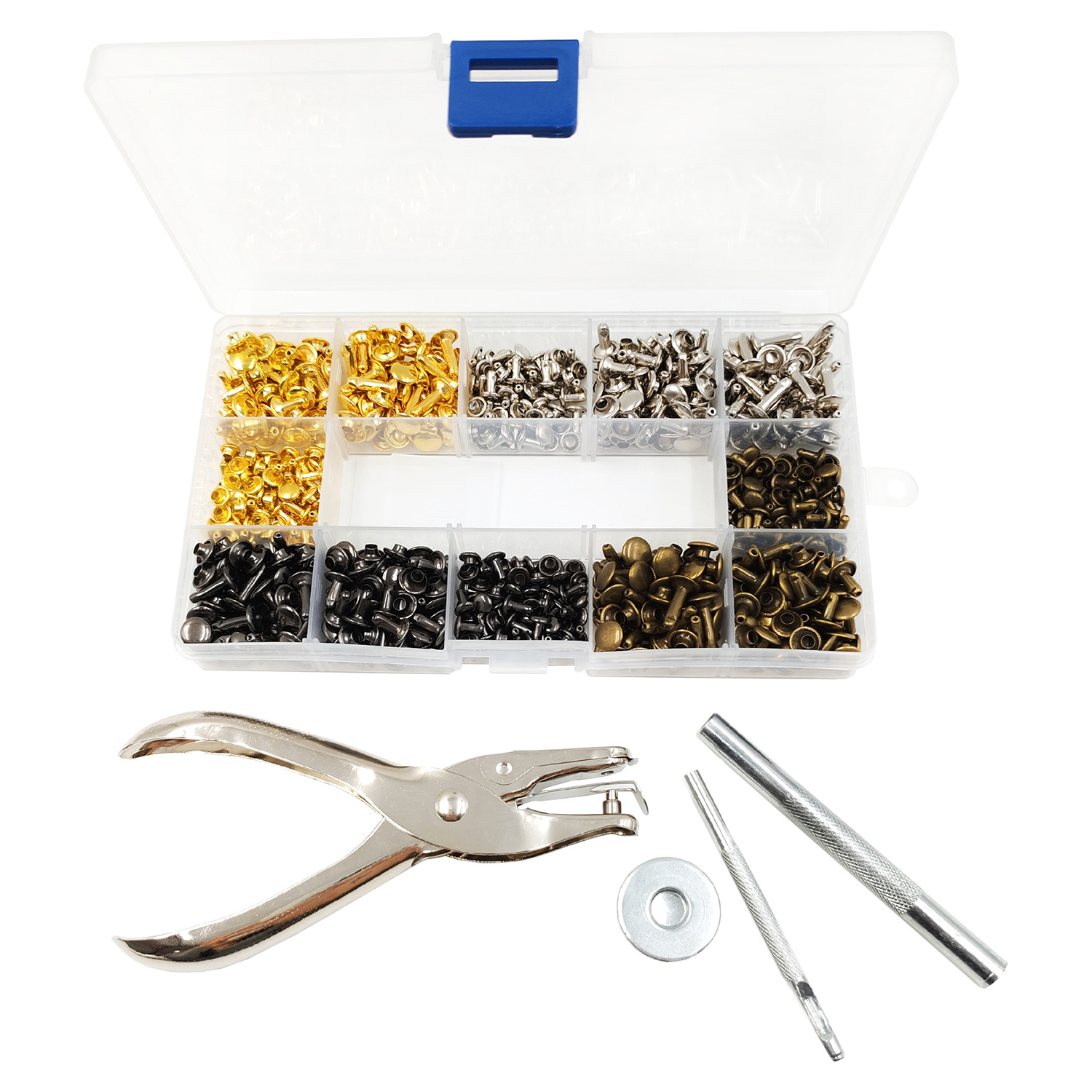 360 juegos de ropa de cuero para golpear herramientas de montaje de remaches de doble cara clavos de tapa metálica clavos de doble cara clavos