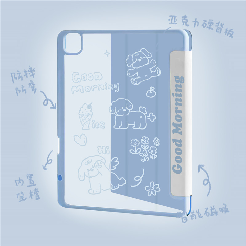 Blue Line Dog for ipad Pro11 inch 2020 Apple Tablet Protective Cover Tablet 10.2 inch