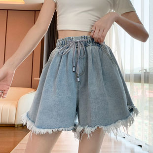 Fat Plus Size Denim Shorts Summer Thin Wide Leg Loose Tight High Waist Female Students Plus Fat Women's Clothing 100kg