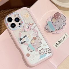 磁気吸引 16ProMax iPhone15 に適したかわいい回転象ホルダー Apple 14 携帯電話ケース 13 アクリル