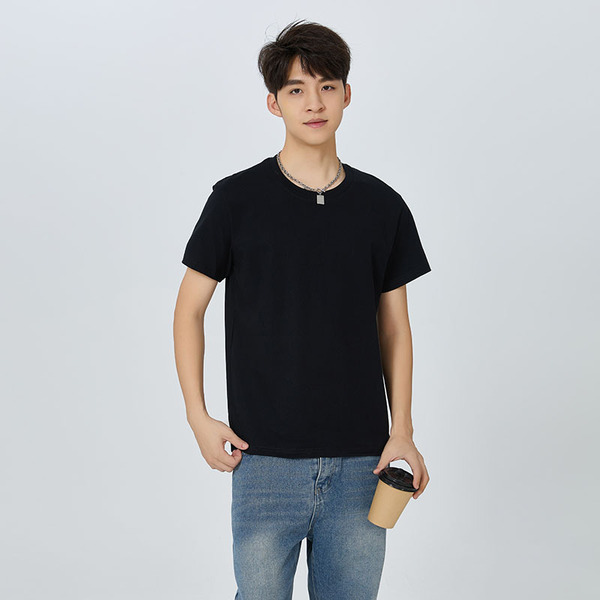 Summer cotton solid base body-friendly white short sleeve T-shirt
