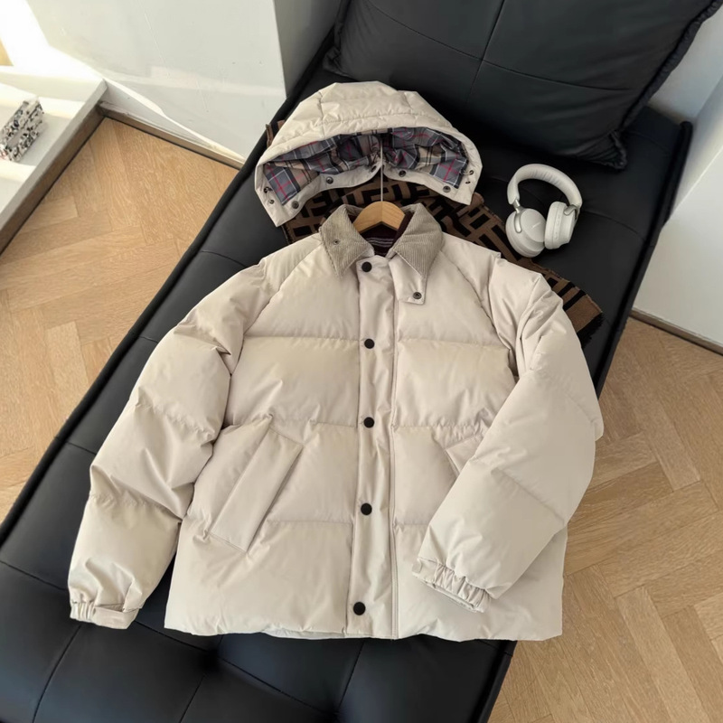 In-Stock Bar High-Weight 0-20 Degree Checkered Lining Detachable Hood Thickened Two-Color Hooded down Jacket for Men and Women