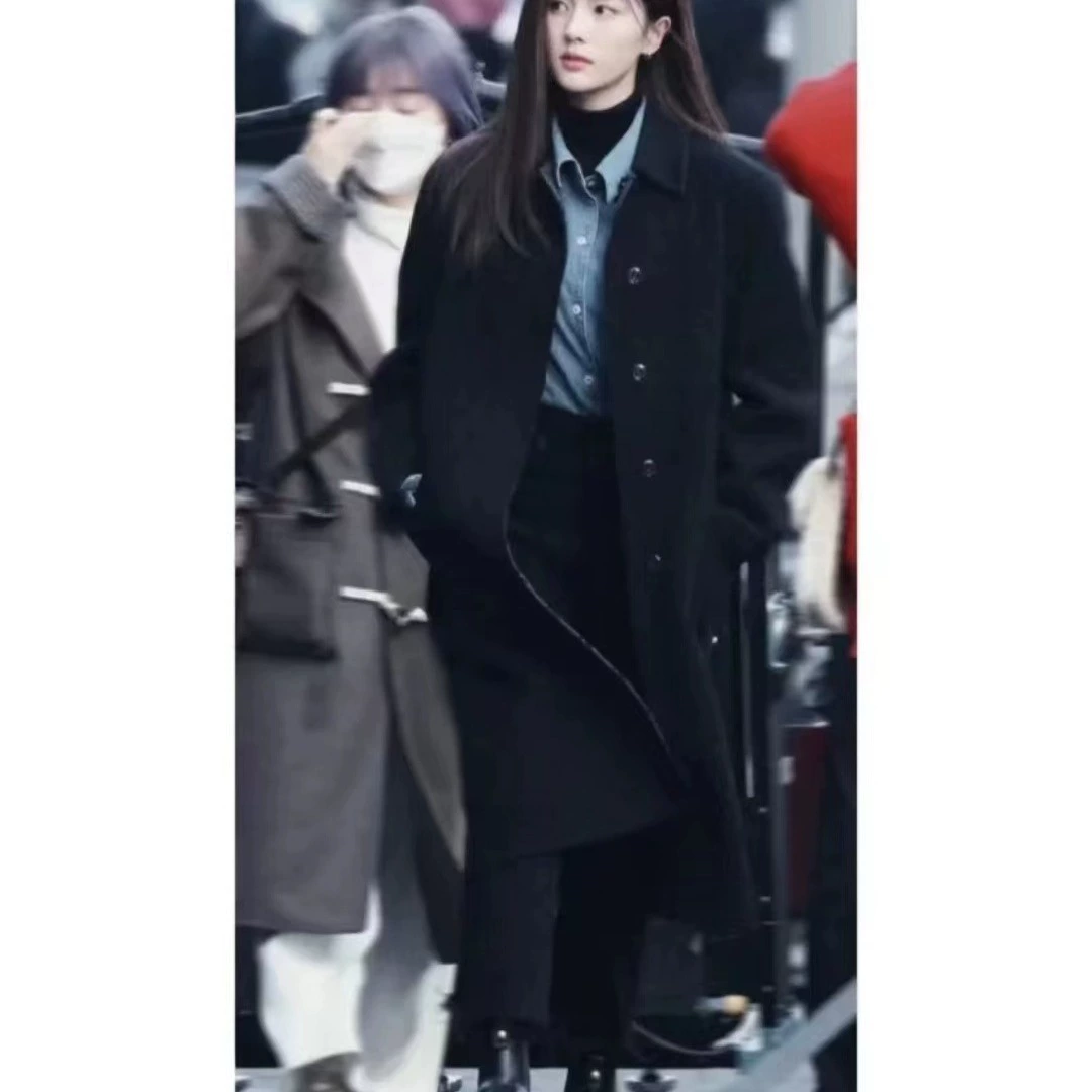 Двустороннее кашемировое шерстяное пальто средней длины с воротником-стойкой, однобортное, в стиле кэжуал, носимое женщинами Далина с 25-летним стажем.