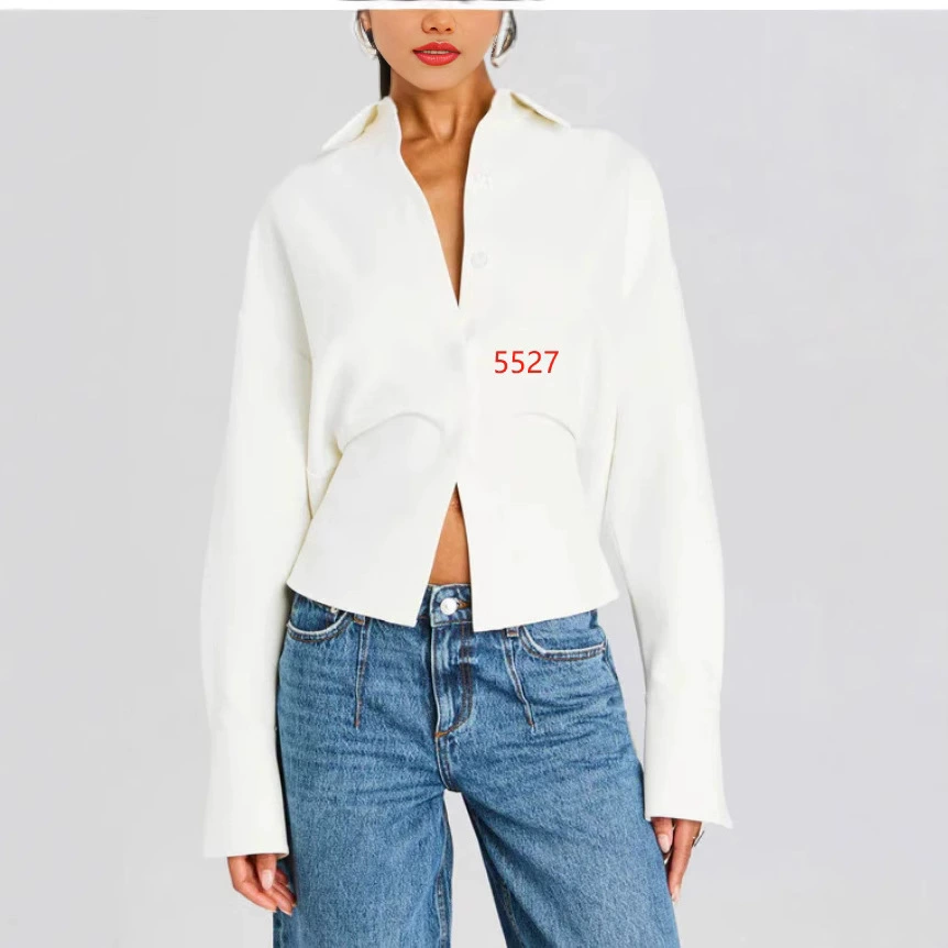 Шикарный осенний новый дизайн, нишевый элегантный топ с ремешком на спине, рубашка с длинными рукавами для похудения для женщин