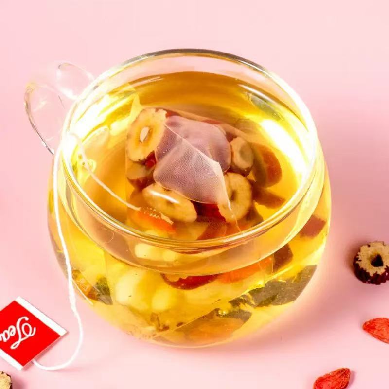 Rose Longan Red Date Goji Tea Bags 30 Pack Daily Wellness Flower Tea in use
