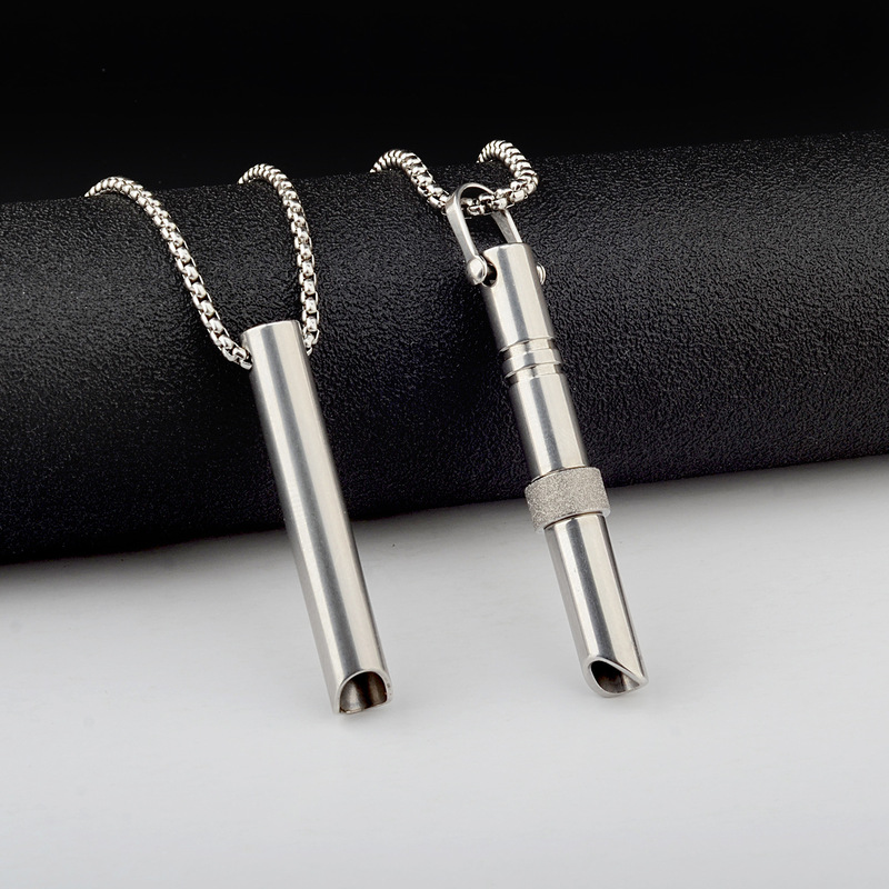 Cross-Border European and American Stainless Steel Mindfulness Meditation Breathing Adjustment Whistle Necklace Long Style Stress Relief Anxiety Personalized Sweater Chain Cross-Border European and American Stainless Steel Mindfulness Meditation Breathing Adjustment Whistle Necklace Long Style Stress Relief Anxiety Personalized Sweater Chain