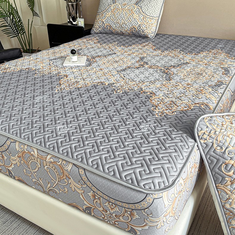 New summer ice silk mat latex mat three-piece set air-conditioning mat fully surrounded bed hat foldable mat wholesale