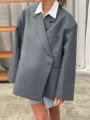 Side Slit Blazer-Grey