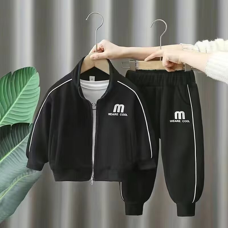 Áo hoodie lót nhung thu đông trẻ em quần vệ sinh bộ hai chiếc thời trang trang phục thời trang trang trí ba chiều cho bé nhỏ bé bé trai gái