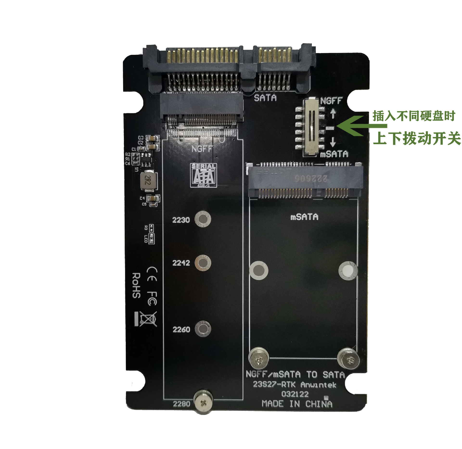 Anwintek/anyingke mSATA/m.2 NGFF a SATA3.0 tarjeta adaptadora SSD