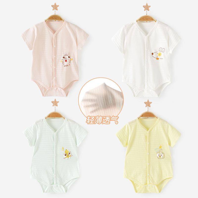 Mameluco de verano para bebé recién nacido, unisex, fino, de manga corta, tipo triángulo, traje para gatear, body para bebé de un mes image 3