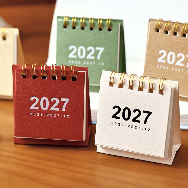 2026-2027 Calendar Simple Unprinted Retro Mini Ins-Style Small Calendar Lunar Calendar Desktop Decoration Ornament