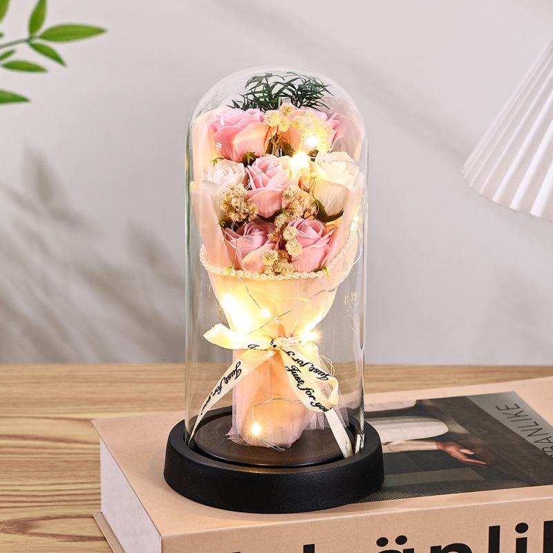 中国のバレンタインデーのギフトパールエッジ永遠の花ローズガラスカバークロスボーダー誕生日ギフト装飾品教師の日|undefined