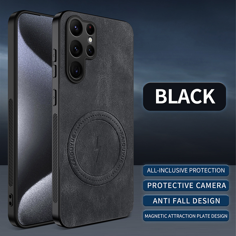 Suitable for Samsung S26Ultra Mobile Phone Case A57 Lightning Nappa Pattern A17 Magnetic Suction A37 Anti-Fall S25 Protective Case