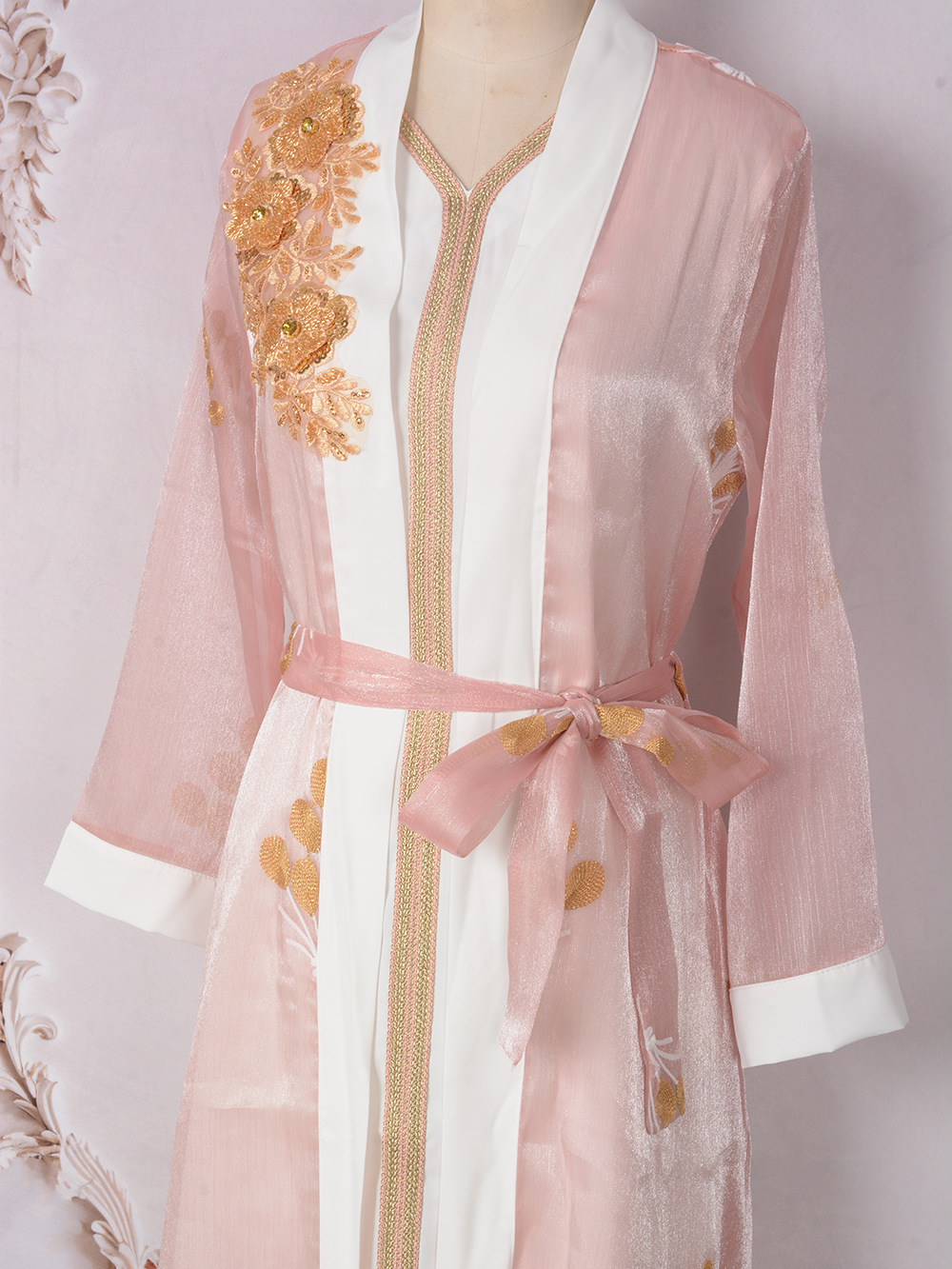 MT116 Cross-border Middle Eastern Commuting Ethnic Style New Embroidered Sequin Two-Piece Set Foreign Trade Arab Dress_ecoleips.com