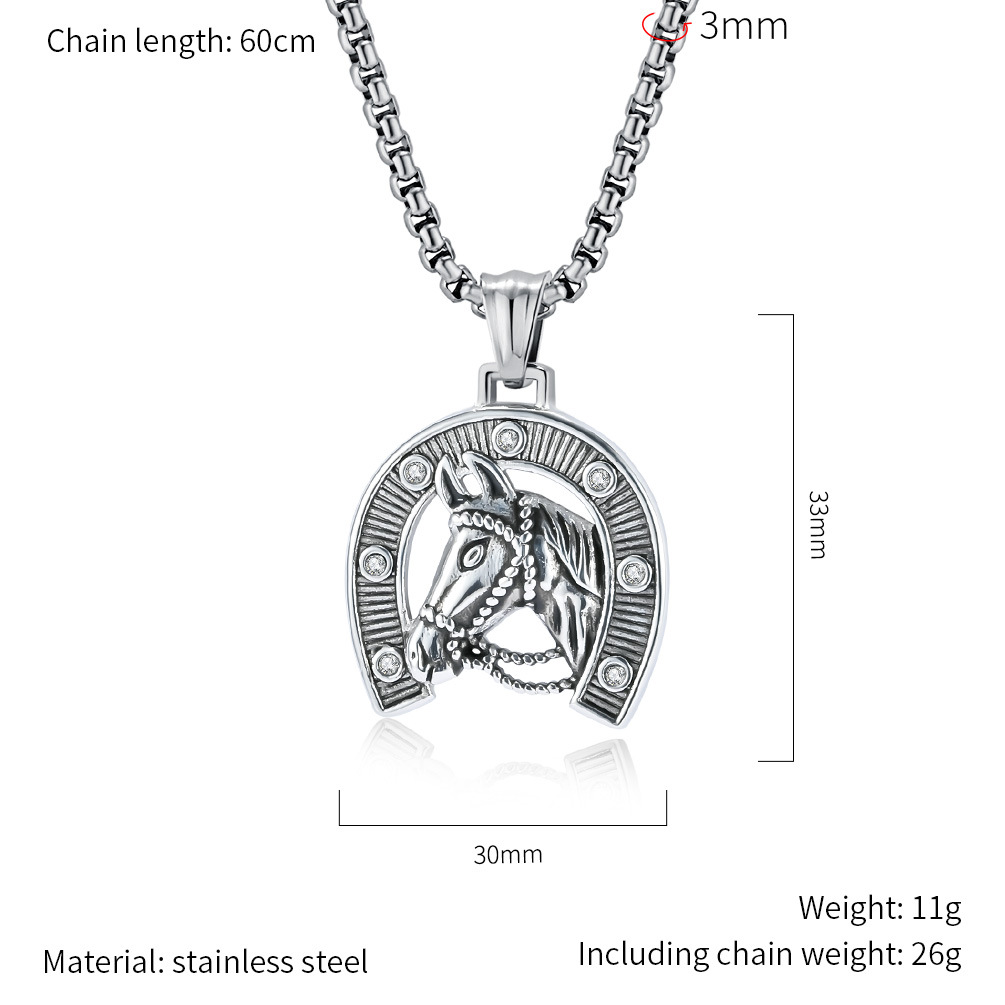 13g Weight Modern Style Horse Stainless Steel Men's Men Pendant Necklaces