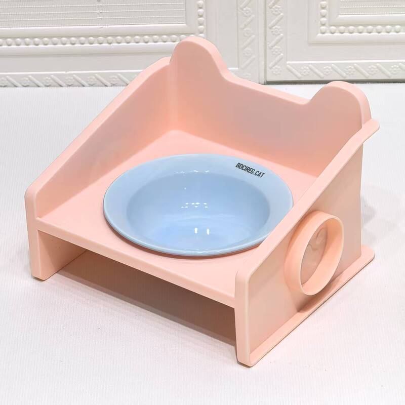 创意卡通飞碟碗带防漏碗架家用可爱宠物碗陶瓷猫碗狗碗防打翻水碗|undefined