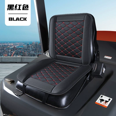 2025 New Model Full Leather/Plush Universal Car Seat Cushion for Forklifts, Direct Sales from the Manufacturer, Suitable for All Seasons (Four Seasons Pad) - black-red-full-leather-forklift-seat-cushion