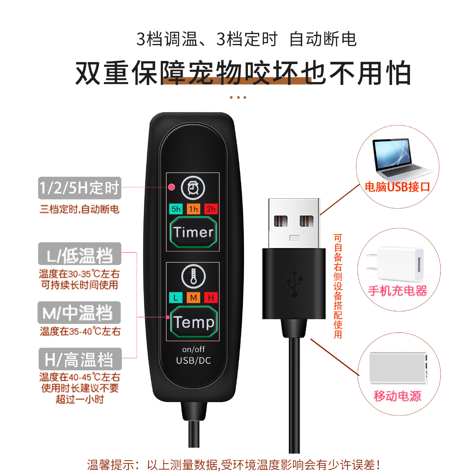 Círculo animado de invierno caliente semicerrado USB calefacción eléctrica perros