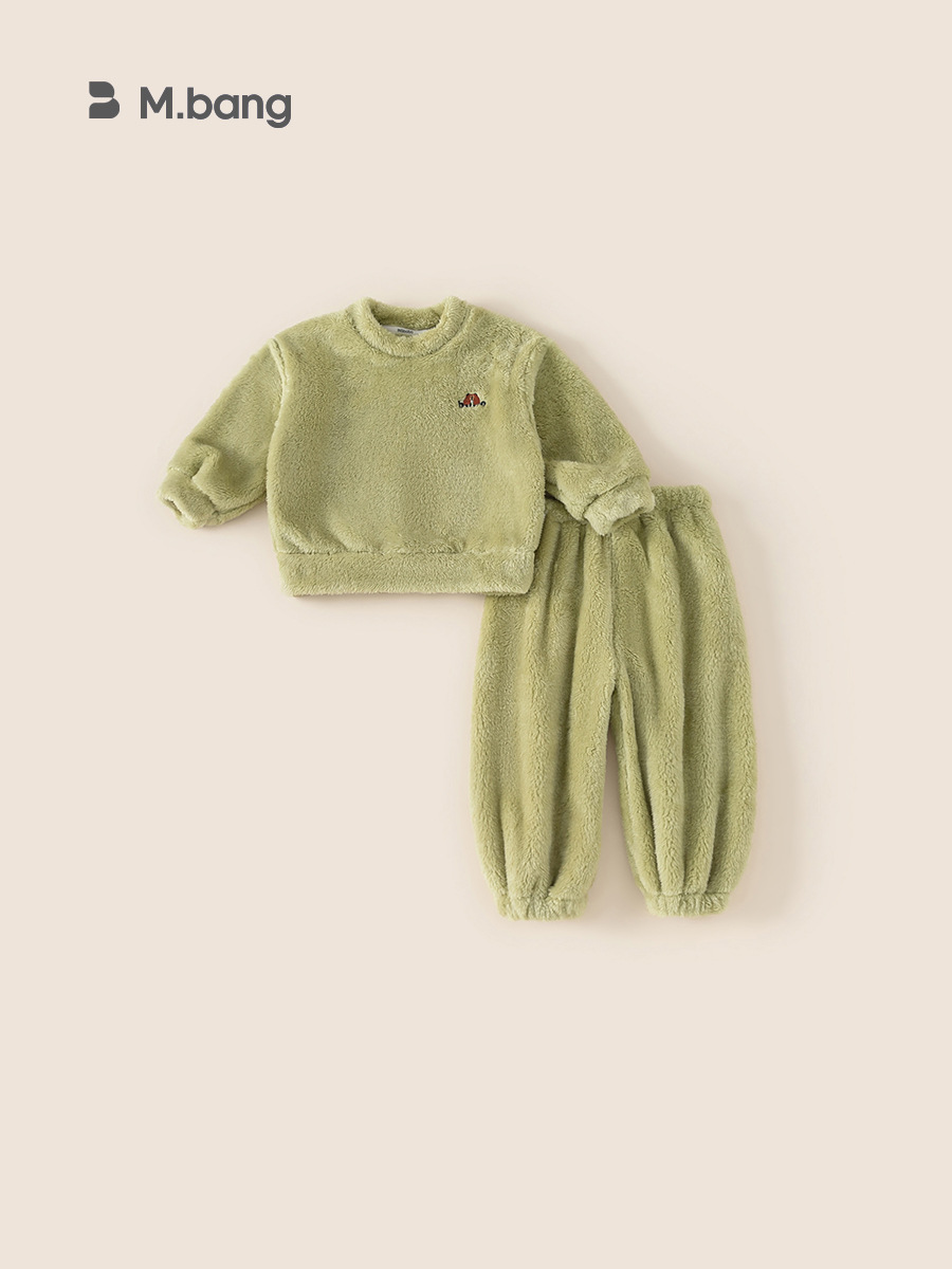 Youbao ropa para niños pijamas para niños invierno nuevo traje de servicio a domicilio para bebés simple más terciopelo engrosado traje de dos piezas de otoño e invierno