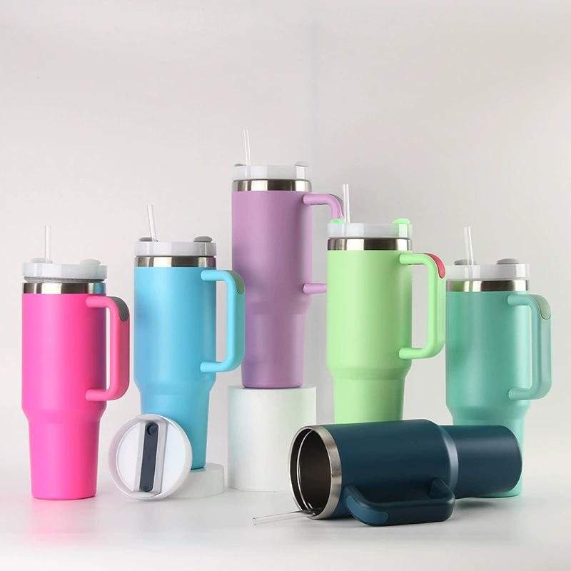 Amazon 40oz Автомобильный кубок второго поколения с ручкой соломкой Ice Ba Cup Мода Спорт 304 из нержавеющей стали термочашка