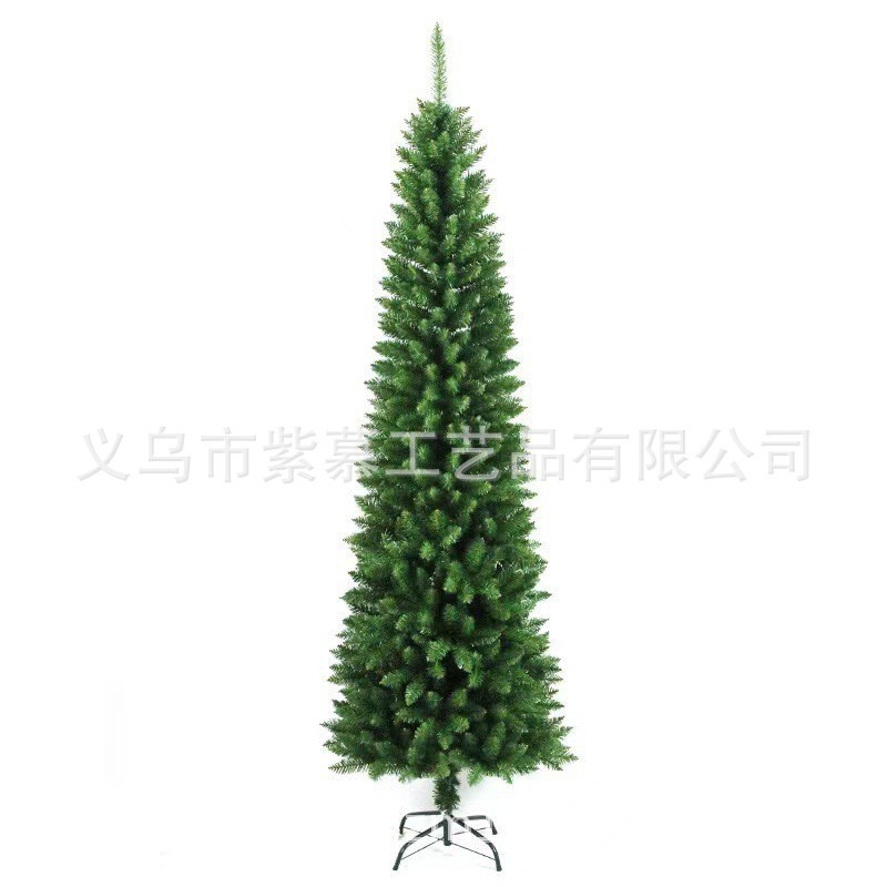 跨境热卖圣诞节植绒树铅笔树1.2米-2.1米白色落雪加密圣诞树装饰|undefined