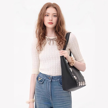 高版本华伦VAL夏季上衣 南油高端女装气质小香风高级感短袖针织衫