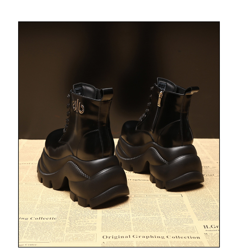 Boot nữ cổ cao đế dày platform 9cm, phong cách martin — màu đen chi tiết 17