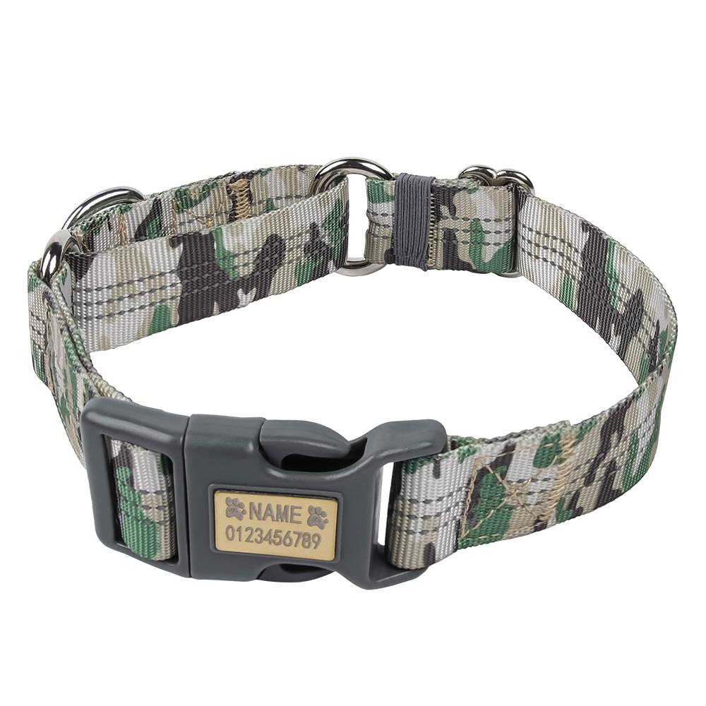 Transfronterizos collar de perro Amazon Martingale anillo de collar a prueba de explosiones inscripción noche reflectante anti-perdida collar de mascotas