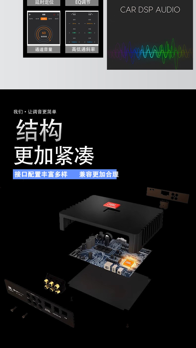 Jbl Dedicated Car Dsp Audio Processor Amplifier Car Amplifier 31-Band Computer Tuning Lossless Upgrade