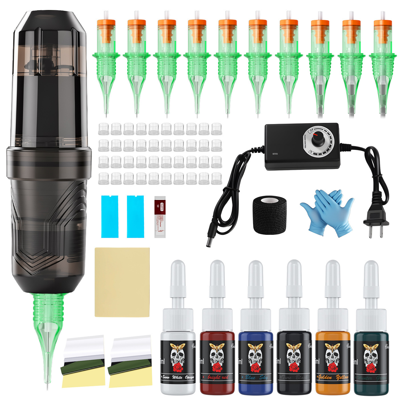 Bolígrafo de diamante transfronterizo, traje de tatuaje simple, gobernador, juego completo de corte, máquina de niebla, herramienta de tatuaje para entrenamiento