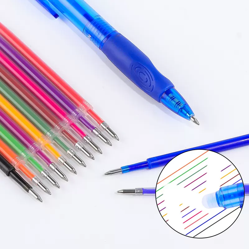 跨境0.5按动可擦笔芯亚马逊彩色魔力擦黑色摩易擦热可擦中性替芯