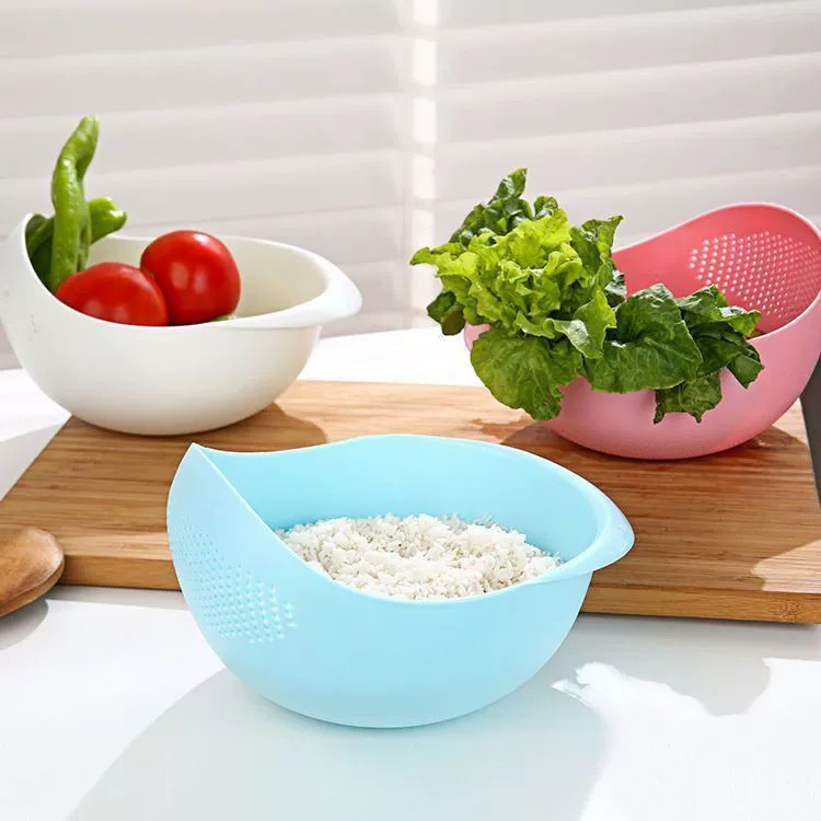 厚みのある米洗い器、多機能洗米ざる、キッチン米洗いバスケット、プラスチック水切りバスケット、家庭用野菜洗いバスケット、フルーツバスケット|undefined