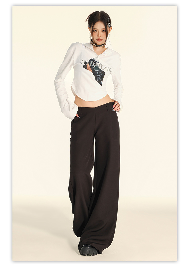 垂感宽松低腰喇叭西裤女2024秋季新款显瘦微喇休闲裤女(配腰带）详情16