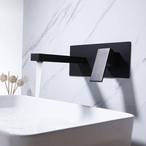 Wall-mounted waterfall bathtub faucet cold and hot wall-mounted concealed precast box, hidden basin, hand basin, black face basin embedded