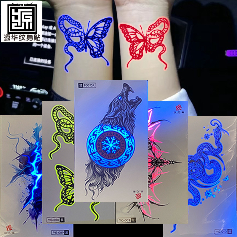 New Creative Fluorescent Glossy Tattoo Stickers Night Concert Nightclub Party Glowing Arm Tattoo Stickers