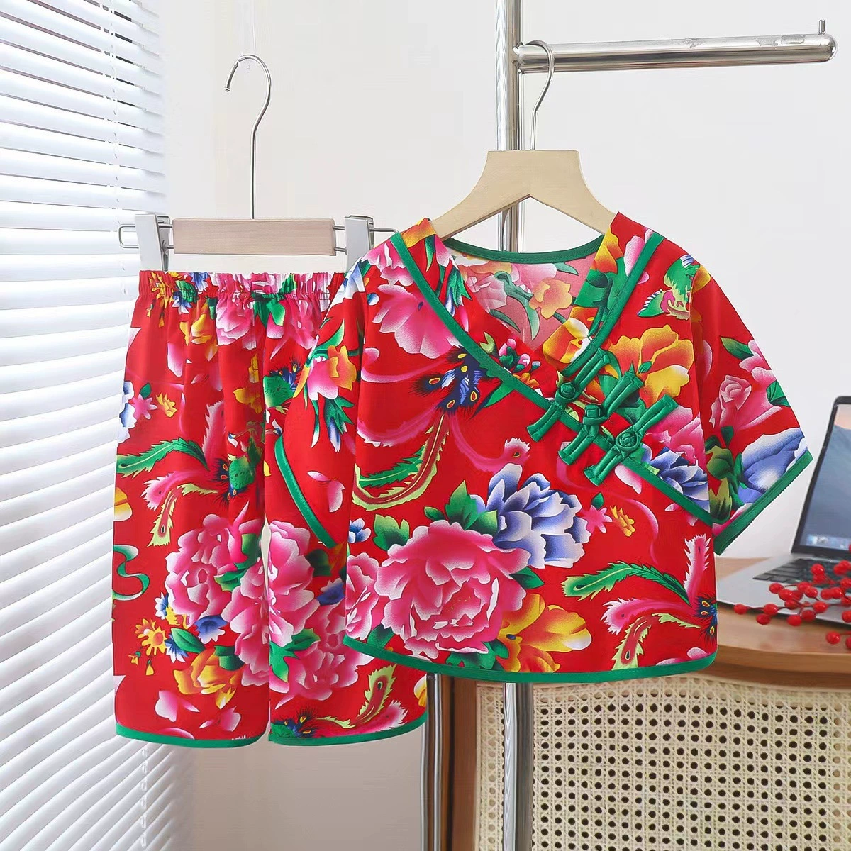 Новый детский национальный стиль пижамный набор детская девочка домашняя одежда