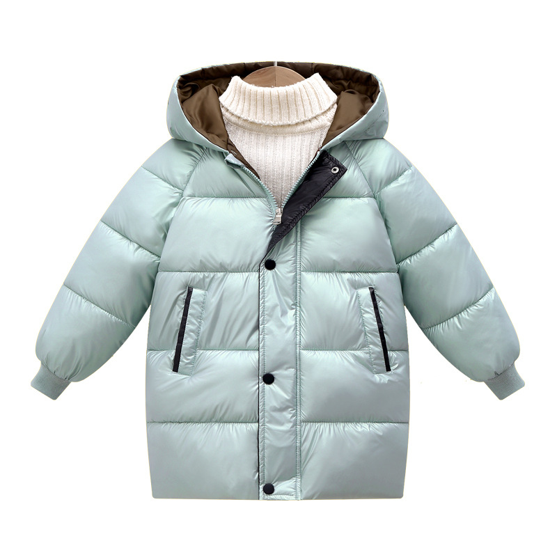 Ropa de algodón acolchada para niños de comercio exterior ropa de algodón acolchada con capucha de invierno para niños medianos y grandes bebés para niños y niñas nueva chaqueta acolchada de algodón engrosada de longitud media