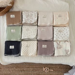 Children's Solid Color Floral Four-Layer Cotton Gauze Blanket Newborn Baby Bath Towel Wrap Infant Blanket Wrap
