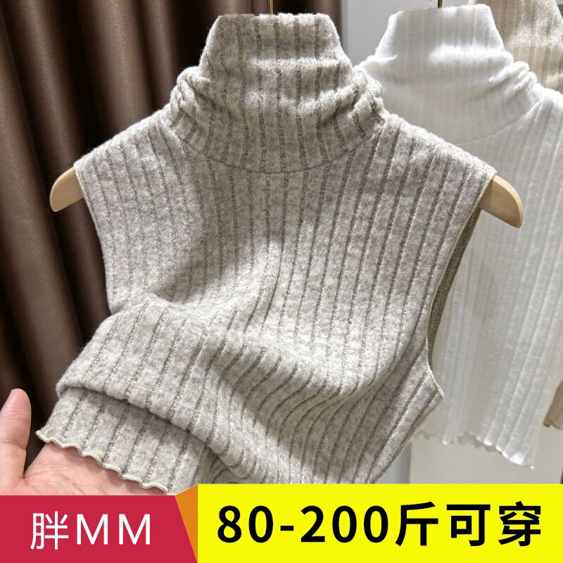 Plus-Size Soft Brushed Pile Collar Base Shirt for Women, Suitable for Chubby Figures, Spring and Autumn Season, Warm Inner Sleeveless T-Shirt Top Plus-Size Soft Brushed Pile Collar Base Shirt for Women, Suitable for Chubby Figures, Spring and Autumn Season, Warm Inner Sleeveless T-Shirt Top