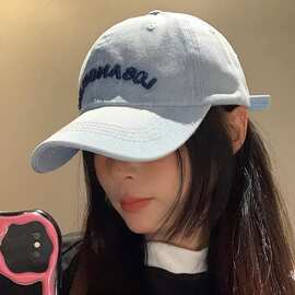 牛仔棒球帽女韩版百搭宽帽檐显脸小鸭舌帽网红日系软顶大头围帽子